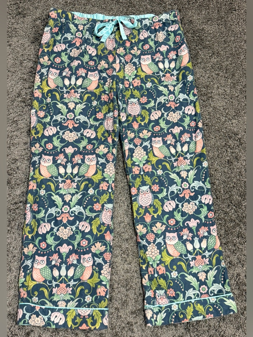 NICK & NORA Owl Floral PJ Flannel Lounge Pants size L